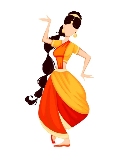 Feliz Onam. Mujer india bailando — Vector de stock