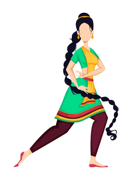 Feliz Onam. Mujer india bailando — Vector de stock