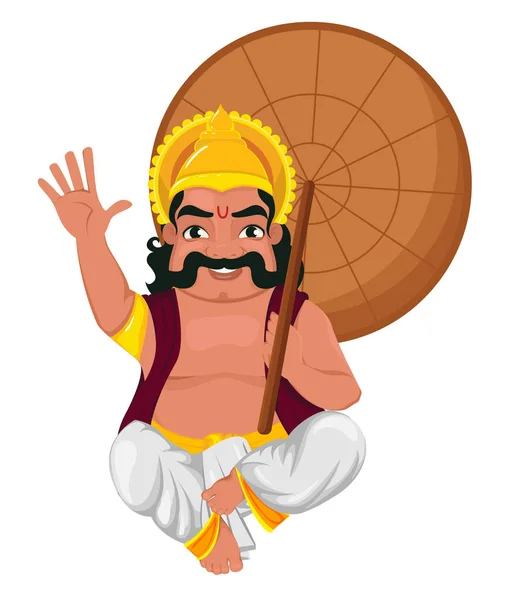 King Mahabali sitting and holding umbrella — Stock Vector