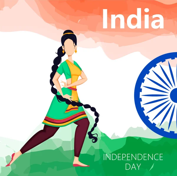 Feliz Día de la Independencia de la India. Tarjeta de felicitación — Vector de stock