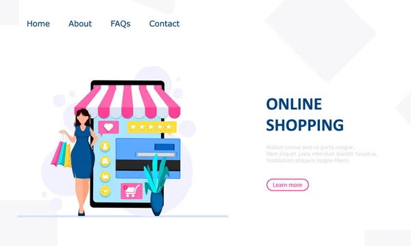 Affärs mall med onlinebutik — Stock vektor