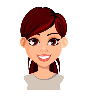 Kahverengi saçlı güzel kadının yüz ifadesi