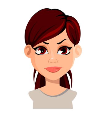 Kahverengi saçlı güzel kadının yüz ifadesi