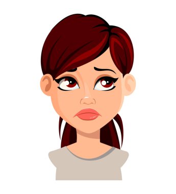 Kahverengi saçlı güzel kadının yüz ifadesi