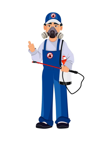 Pest control worker in protective workwear — Stock Vector