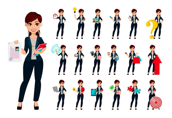 Young beautiful business woman — Stock Vector