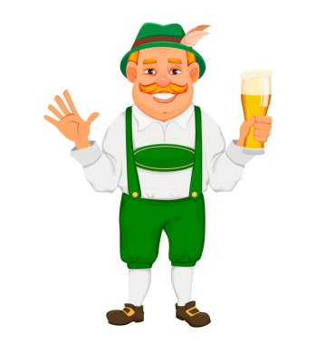 Oktoberfest, bira festivali. Neşeli adam 