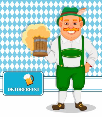 Oktoberfest, bira festivali. Neşeli adam