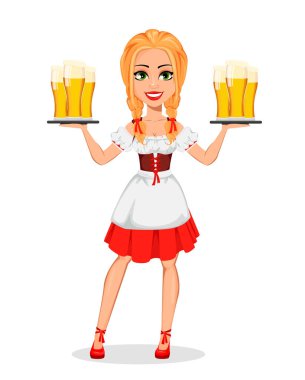 Oktoberfest. Bavyera kostümü giyen genç kız