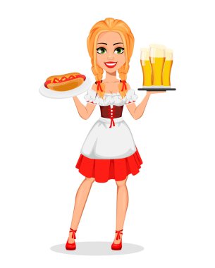 Oktoberfest. Bavyera kostümü giyen genç kız