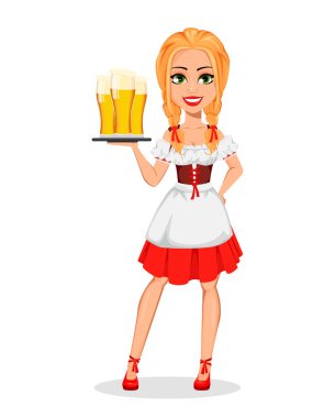 Oktoberfest. Bavyera kostümü giyen genç kız