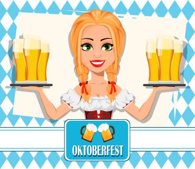 Oktoberfest. Bavyera kostümü giyen genç kız