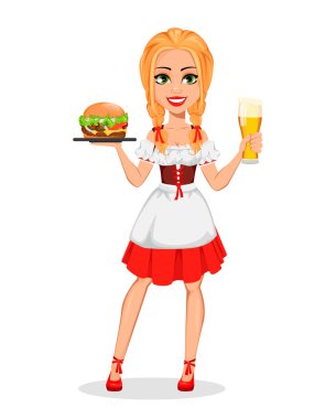 Oktoberfest. Bavyera kostümü giyen genç kız