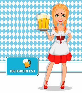 Oktoberfest. Bavyera kostümü giyen genç kız