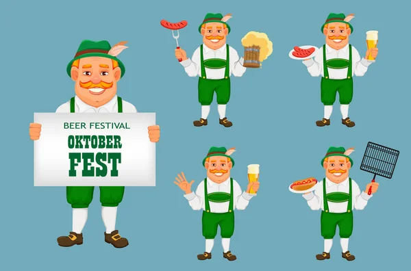 Oktoberfest, beer festival. Cheerful man — Stock Vector