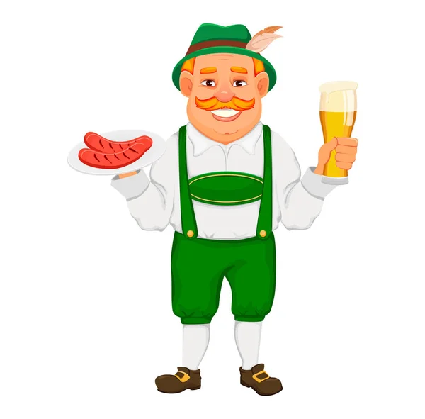 Oktoberfest, festival de la cerveza. Hombre alegre. — Vector de stock