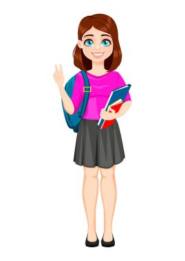 Güzel bayan öğrenci kitap tutar