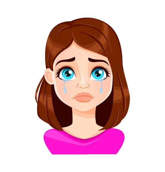 Face expression of beautiful woman, crying — Stock Vector