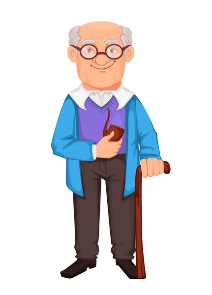 Happy Grandparents Day. Cheerful grandfather — Stock Vector