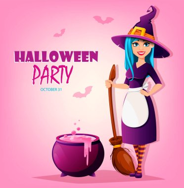 Cadılar Bayramı partisi. Güzel bayan cadı