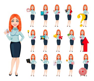 Genç güzel kızıl saçlı iş kadını