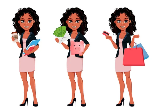 Gyönyörű fiatal afroamerikai üzleti nő — Stock Vector