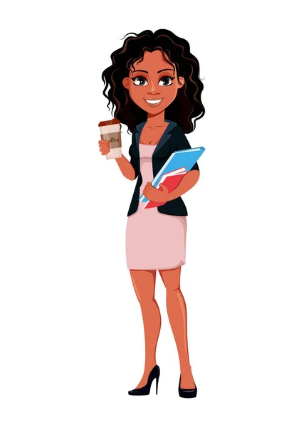 Hermosa joven mujer de negocios afroamericana — Vector de stock