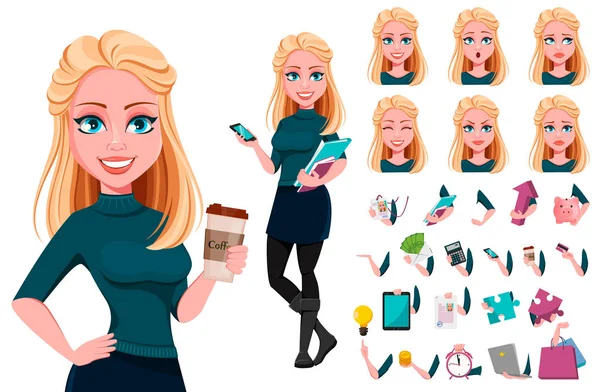 Joven hermosa mujer de negocios — Vector de stock