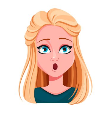 Güzel sarışın kadının yüz ifadesi.