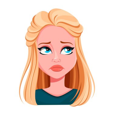 Güzel sarışın kadının yüz ifadesi.