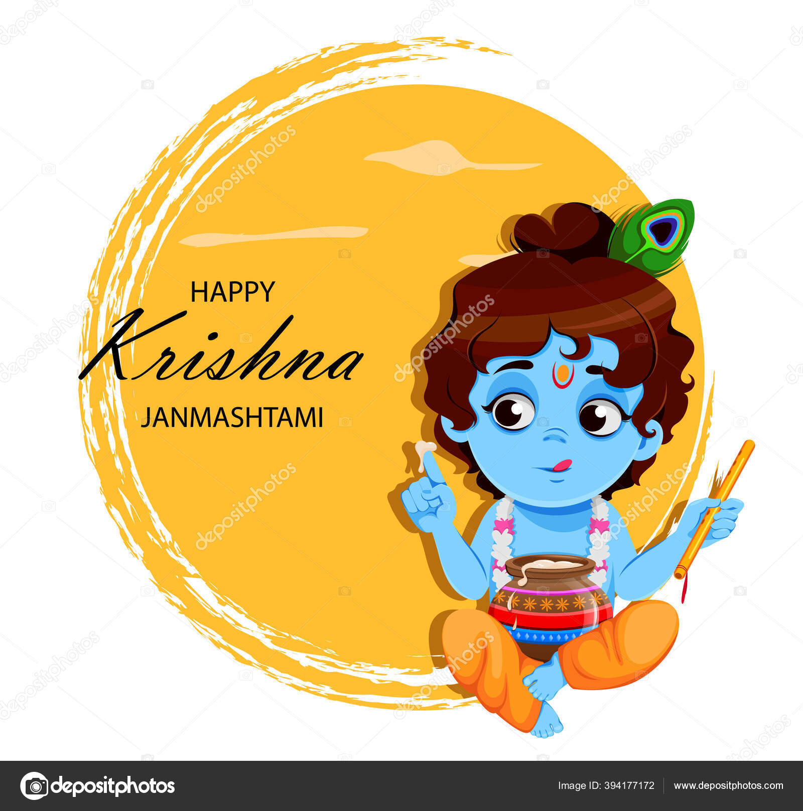 Happy Krishna Janmashtami Sale Little Lord Krishna Flute Pot Happy Stock  Vector Image by ©VectorKIF #394177172
