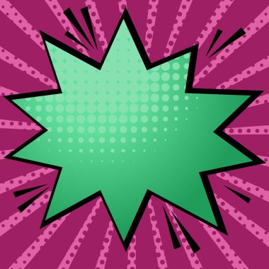 pop sanat stil komik konuşma balonu metin için arka plan. Vektör parlak dinamik karikatür çizim. Pop sanat tarzı boş düzeni şablonu bulutlar kiriş ve arka plan üzerinde izole nokta şekli ile.