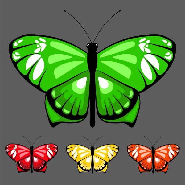 Zestaw Dla Dzieci Kolorowanka Motyl Akwarela Wektor Kolorystyka Motyle Białym — Wektor stockowy