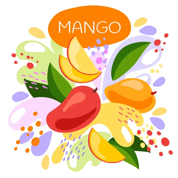 Illustration Vectorielle Une Boisson Aux Fruits Bio Fruits Mangue Mûrs — Image vectorielle