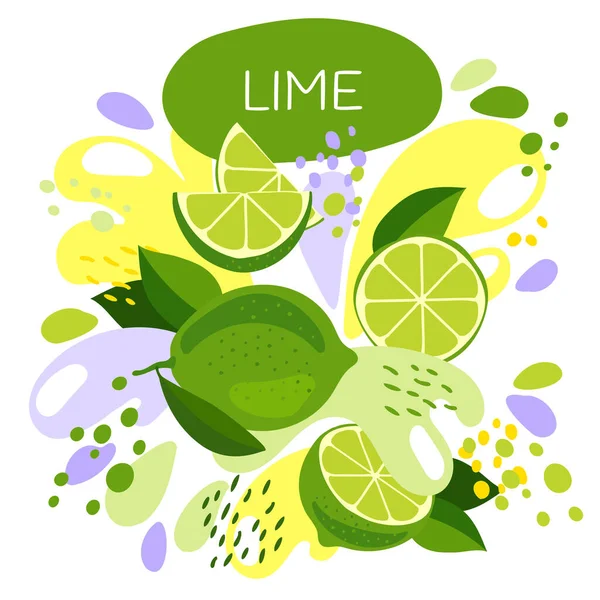 Illustration Vectorielle Une Boisson Aux Fruits Bio Fruits Citron Vert — Image vectorielle