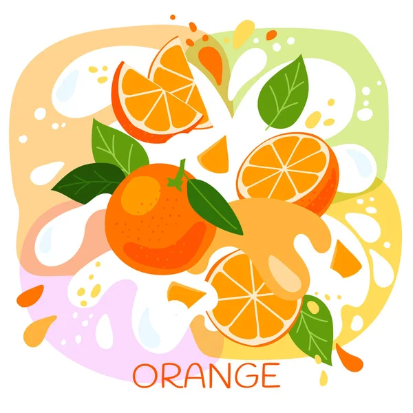 Ilustración Vectorial Batido Naranja Orgánico Bebida Frutas Frutas Naranja Maduras — Vector de stock