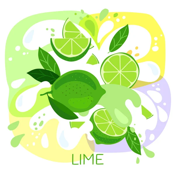 Illustration Vectorielle Milk Shake Lime Biologique Une Boisson Aux Fruits — Image vectorielle