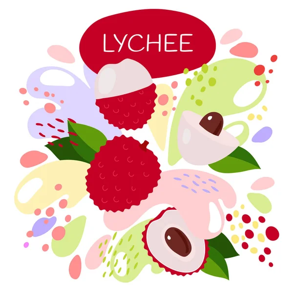 Illustration Vectorielle Une Boisson Aux Fruits Bio Fruits Litchi Mûrs — Image vectorielle
