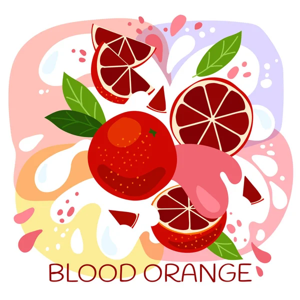 Illustration Vectorielle Milkshake Orange Rouge Biologique Boisson Aux Fruits Fruits — Image vectorielle