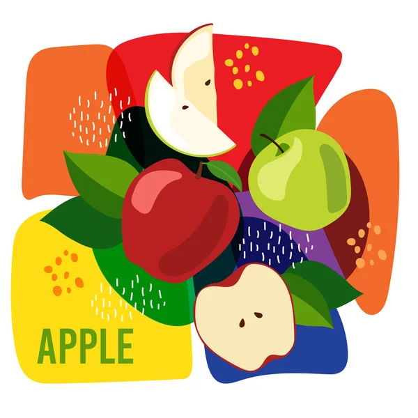 Illustration Vectorielle Pommes Mûres Sur Fond Abstrait Concept Écologique Pour — Image vectorielle