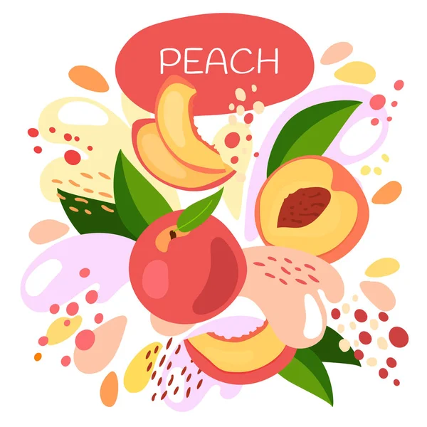 Illustration Vectorielle Une Boisson Aux Fruits Bio Fruits Mûrs Pêche — Image vectorielle