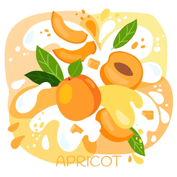 Illustration Vectorielle Milk Shake Abricot Biologique Une Boisson Aux Fruits — Image vectorielle