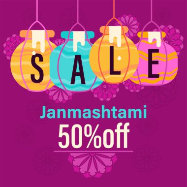 Mutlu Krishna Janmashtami satış geçmişi. Alışveriş satışı, tanıtım afişi, afiş.