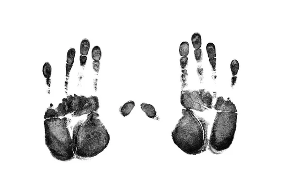Чорні Відбитки Рук Прозорому Папері Чорний Відбиток Руки Ізольовані Білому — стокове фото