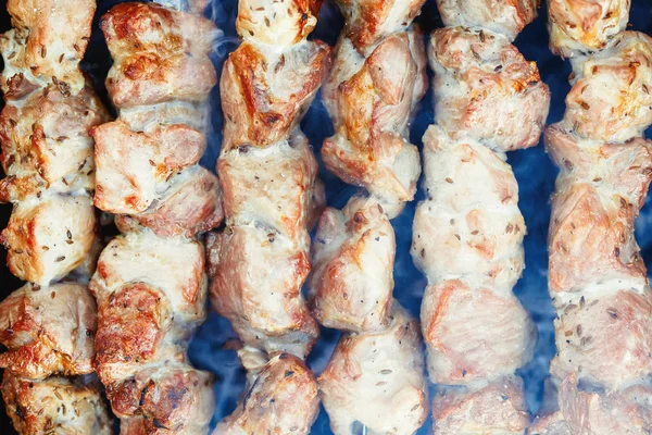 Spiedini Barbecue Con Carne Sul Braciere Grill Maiale Shish Kebab — Foto Stock