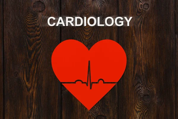 Паперове Серце Ехокардіограмою Текстом Cardiogy Абстрактний Концептуальний Образ — стокове фото