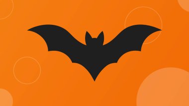 Kanatları açık siyah yarasa simgesi, Cadılar Bayramı temalı vektör illüstrasyonu 