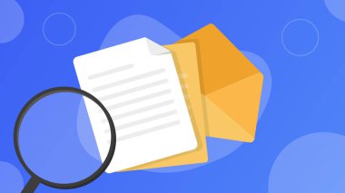 Dizin ve büyüteç vektör illüstrasyonlu belge araması