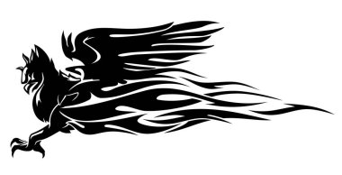 Griffin Speed Flame, Fantasy Creature Silhouette clipart