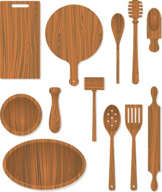 Ahşap Mutfak Malzemeleri Sert Tahta Seti